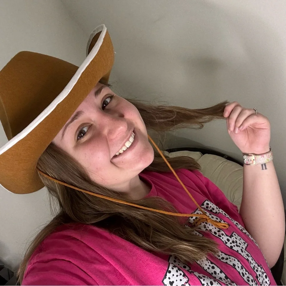 Brown Cowboy Hat with White Trim